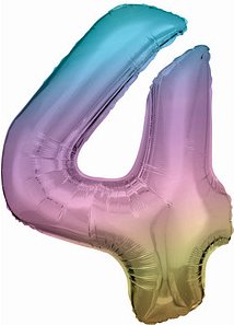 amscan® Folienballon Zahl 4 regenbogen, 1 St.