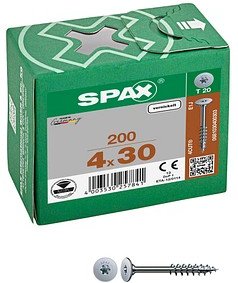 SPAX® Möbelverbindungsschrauben T20 Flachrückwandkopf 0681030400303 4 mm x 30 mm, 200 St.