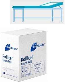 Meditrade® Ärztekrepp ROLLICEL® 2-lagig weiß 55,0 cm x 100,0 m, 6 Rollen