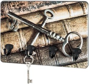 HAKU Möbel Schlüsselbrett grau mit 4 Haken