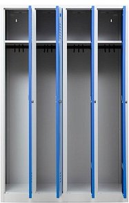 Gürkan Spind lichtgrau, enzianblau 105036, 4 Schließfächer 117,0 x 50,0 x 180,0 cm