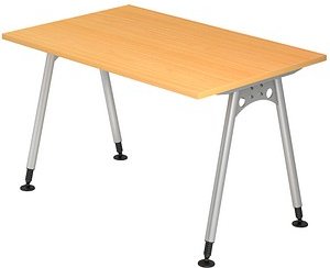 HAMMERBACHER AS12 höhenverstellbarer Schreibtisch buche rechteckig, A-Fuß-Gestell silber 120,0 x 80,0 cm