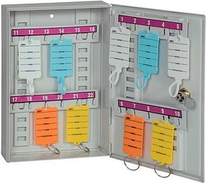 Thumbnail - EICHNER Schlüsselkasten lichtgrau mit 22 Haken, Zylinderschloss, 26,0 x 17,6 x 6,0 cm, 1 St.