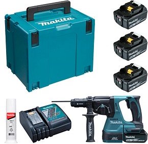 makita DHR243RTJ Akku-Kombihammer-Set 18,0 V, mit 3 Akkus