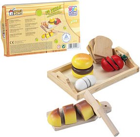 HAPPY PEOPLE® Kaufladen-Zubehör Holztablett mit Holzmahlzeit mehrfarbig