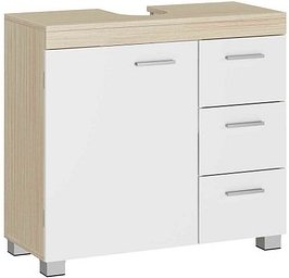 VASAGLE Waschbeckenunterschrank weiß-eiche 70,0 x 30,0 x 64,0 cm