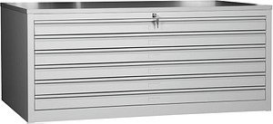 Gürkan Planschrank lichtgrau 6 Schubladen 140,0 x 95,0 x 62,0 cm, 1 St.