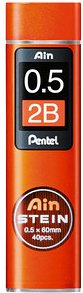 Pentel Ain Stein C275 Feinminen-Bleistiftminen schwarz 2B 0,5 mm, 40 St.