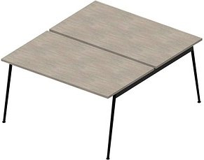 Quadrifoglio Doppelschreibtisch beton rechteckig, 4-Fuß-Gestell grau 140,0 x 164,0 cm