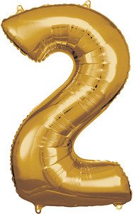 amscan® Folienballon Zahl 2 gold, 1 St.