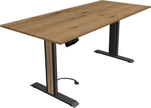 Thumbnail - Kerkmann Move 1 advance elektrisch höhenverstellbarer Schreibtisch eiche rechteckig, T-Fuß-Gestell grau 180,0 x 80,0 cm