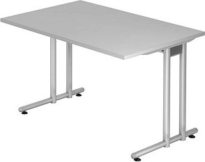 HAMMERBACHER NS12 Schreibtisch lichtgrau rechteckig, C-Fuß-Gestell silber 120,0 x 80,0 cm