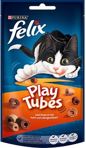 felix® Katzen-Leckerli Play Tubes Huhn- und Lebergeschmack 8x 50,0 g