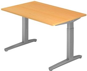 HAMMERBACHER VXB12 höhenverstellbarer Schreibtisch buche rechteckig, C-Fuß-Gestell silber 120,0 x 80,0 cm