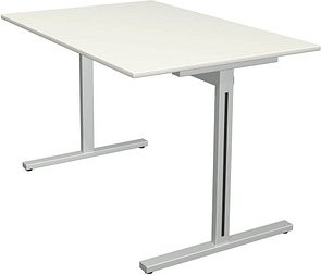 Kerkmann Form 1 Schreibtisch weiß rechteckig, T-Fuß-Gestell silber 120,0 x 80,0 cm