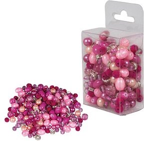 Rayher Perlen-Set Glasperlenmix mit Effektperlen pink