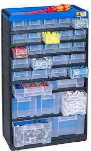 Thumbnail - Allit VarioPlus Kleinteilemagazin schwarz, blau 30,0 x 13,5 x 52,5 cm, 1 St.