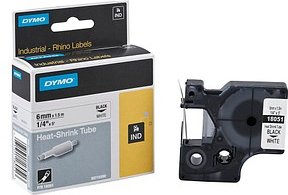 DYMO Schrumpfschlauch RHINO 18051, 6 mm schwarz auf weiß