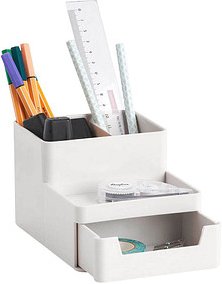 Thumbnail - Zeller Schreibtisch-Organizer Utensilien grau Kunststoff 4 Fächer 15,3 x 11,2 x 9,3 cm