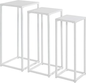 Thumbnail - HAKU Möbel Beistelltische-Set rechteckig Metall weiß, 3 St.