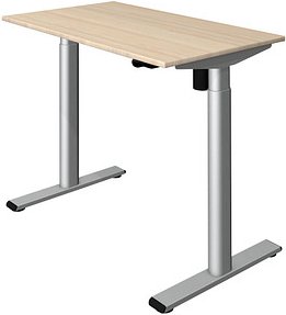 Thumbnail - Kerkmann Move 1 base elektrisch höhenverstellbarer Schreibtisch ahorn rechteckig, T-Fuß-Gestell silber 100,0 x 60,0 cm