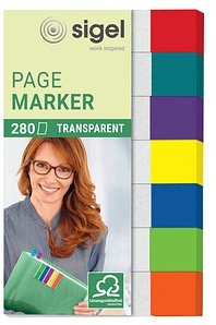 SIGEL transparent Haftmarker farbsortiert 7x 40 Streifen