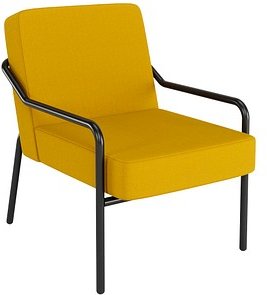 meet by Paperflow Outdoor Sessel MEDSO, Polypropylen/Stahl, Sitzhöhe 41 cm, mit Armlehnen, Größe M, gelb/mattschwarz