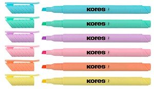 Kores® Highliner Pastell Textmarker farbsortiert, 6 St.