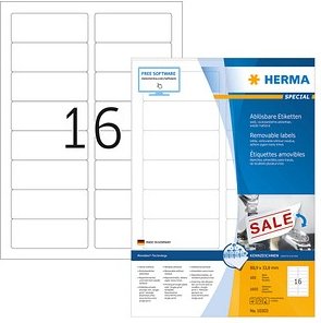 Thumbnail - 1.600 HERMA Etiketten 10303 weiß 88,9 x 33,8 mm