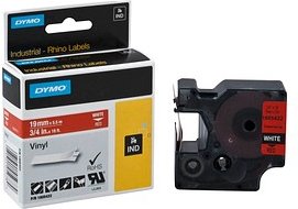 DYMO Schriftband RHINO 1805422, 19 mm weiß auf rot, 1 St.