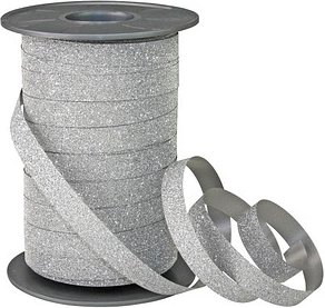 PRÄSENT Geschenkband POLY GLITTER Glitter silber 10,0 mm x 100,0 m