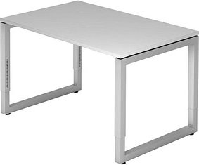 HAMMERBACHER RS12 höhenverstellbarer Schreibtisch lichtgrau rechteckig, O-Fuß-Gestell silber 120,0 x 80,0 cm