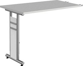 Kerkmann Anbautisch höhenverstellbar Priola lichtgrau, silber rechteckig 100,0 x 60,0 x 68,0 - 82,0 cm