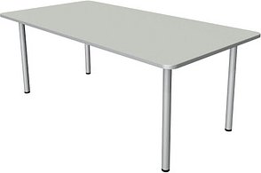 Kerkmann Prime Schreibtisch lichtgrau rechteckig, 4-Fuß-Gestell silber 200,0 x 100,0 cm