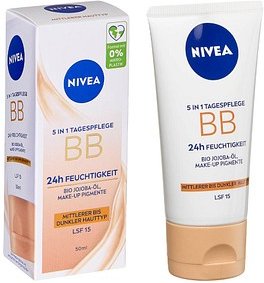 NIVEA BB MITTEL BIS DUNKEL 5IN1 24h FEUCHTIGKEIT LSF 15 Gesichtscreme 50,0 ml