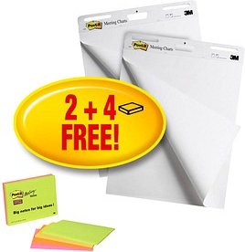 Post-it® Flipchart-Papier Super Sticky Meeting Chart blanko 63,5 x 77,5 cm, 30 Blatt, 2 Blöcke