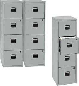 AKTION: BISLEY Home PFA 4 Hängeregistraturschränke silber 4 Schubladen 41,3 x 40,0 x 132,1 cm