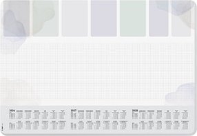 SIGEL Schreibtischunterlage Pastel 2026/2027/2028 weiß/grau Papier 59,5 x 41,0 cm, 30 Blatt