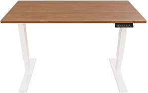 Thumbnail - BISLEY E-StarterTech elektrisch höhenverstellbarer Schreibtisch lincoln walnuss rechteckig, T-Fuß-Gestell weiß 120,0 x 6...