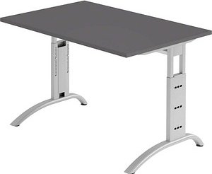 Thumbnail - HAMMERBACHER FS12 höhenverstellbarer Schreibtisch grafit rechteckig, C-Fuß-Gestell silber 120,0 x 80,0 cm