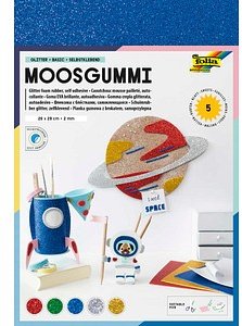 folia Moosgummi GLITTER BASIC 5-farbig sortiert 5 Blatt