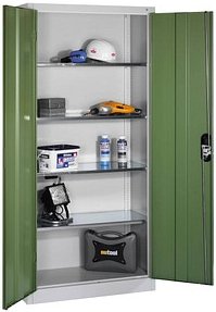 CP Metallschrank 8920-052 S10204 lichtgrau, rededagrün 4 Fachböden 93,0 x 40,0 x 195,0 cm, aufgebaut, 1 St.