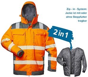 Thumbnail - elysee® unisex Warnjacke Winter NIKLAS orange, grau Größe 2XL