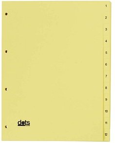 dots Ordnerregister DIN A4 Vollformat 1-12 gelb 12-teilig, 5 Satz