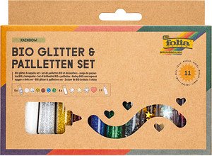 Thumbnail - folia Bio Glitter & Pailletten-Set Glitzer farbsortiert