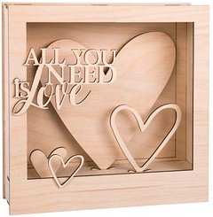 Rayher Holzbausatz 3D-Motivrahmen Love natur