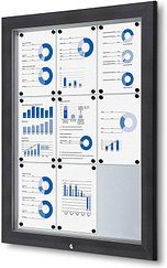 Showdown® Displays Schaukasten Premium grau 9x DIN A4 80,5 x 4,7 x 106,7 cm, 1 St.