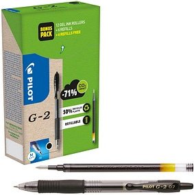 AKTION: PILOT G2 Greenpack Gelschreiber-Set schwarz/transparent 0,4 mm, Schreibfarbe: schwarz, 1 Set + GRATIS 6 Gelschre...