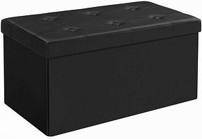 SONGMICS Sitztruhe LSF105 schwarz Leder 76,0 cm