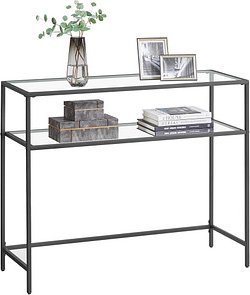 VASAGLE Konsolentisch Glas schwarz 100,0 x 35,0 x 80,0 cm